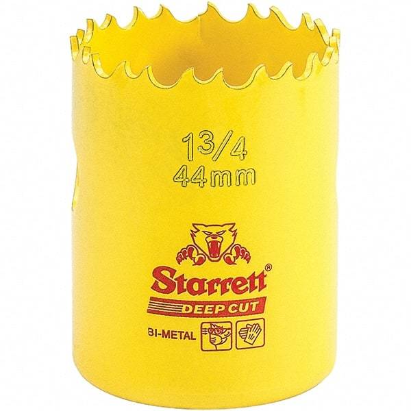 Starrett - 1-3/4" Diam, 2" Cutting Depth, Hole Saw - High Speed Steel Saw, Toothed Edge - Industrial Tool & Supply