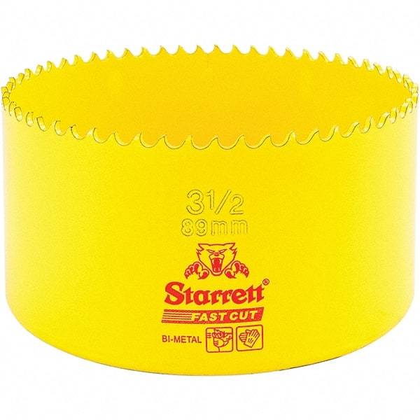 Starrett - 3-1/2" Diam, 1-5/8" Cutting Depth, Hole Saw - High Speed Steel Saw, Toothed Edge - Industrial Tool & Supply