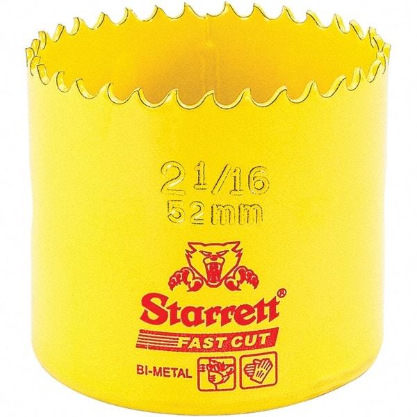 Starrett - 2-1/16" Diam, 1-5/8" Cutting Depth, Hole Saw - High Speed Steel Saw, Toothed Edge - Industrial Tool & Supply