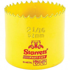 Starrett - 2-1/16" Diam, 1-5/8" Cutting Depth, Hole Saw - High Speed Steel Saw, Toothed Edge - Industrial Tool & Supply