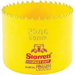 Starrett - 2-5/16" Diam, 1-5/8" Cutting Depth, Hole Saw - High Speed Steel Saw, Toothed Edge - Industrial Tool & Supply
