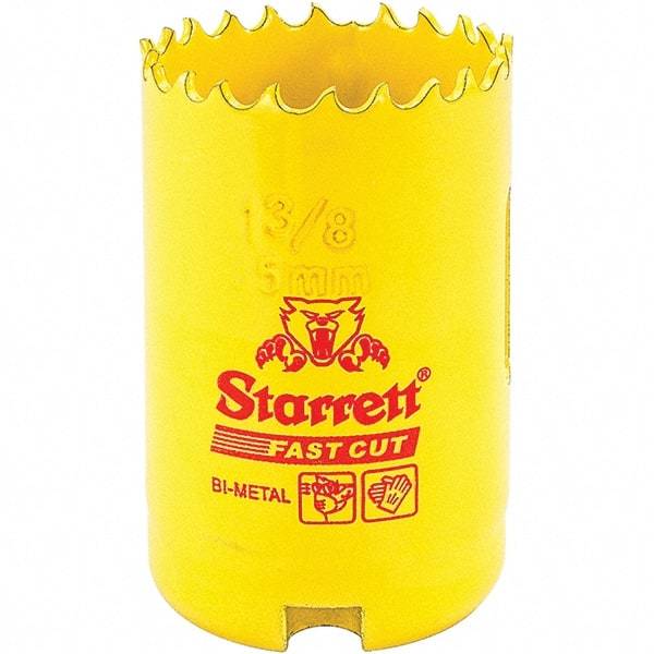 Starrett - 1-3/8" Diam, 1-5/8" Cutting Depth, Hole Saw - High Speed Steel Saw, Toothed Edge - Industrial Tool & Supply