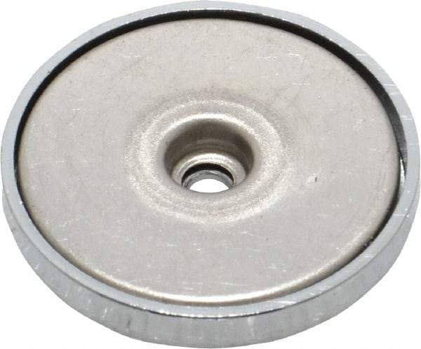 Mag-Mate - 1.24" Diam, 3/16" Cup Height, 3/16" Overall Height, 35 Lb Average Pull Force, 35 Lb Max Pull Force, Neodymium Rare Earth Cup Magnet - Through Hole Style, 1/8" Cup ID, 1/4" Magnet ID, Galvanized - Industrial Tool & Supply