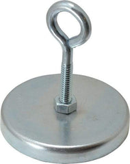 Mag-Mate - 2.63" Diam, 3/8" Cup Height, 2-1/4" Overall Height, 100 Lb Average Pull Force, 100 Lb Max Pull Force, Neodymium Rare Earth Cup Magnet - Loop Style, 1/2" Loop ID, Galvanized - Industrial Tool & Supply