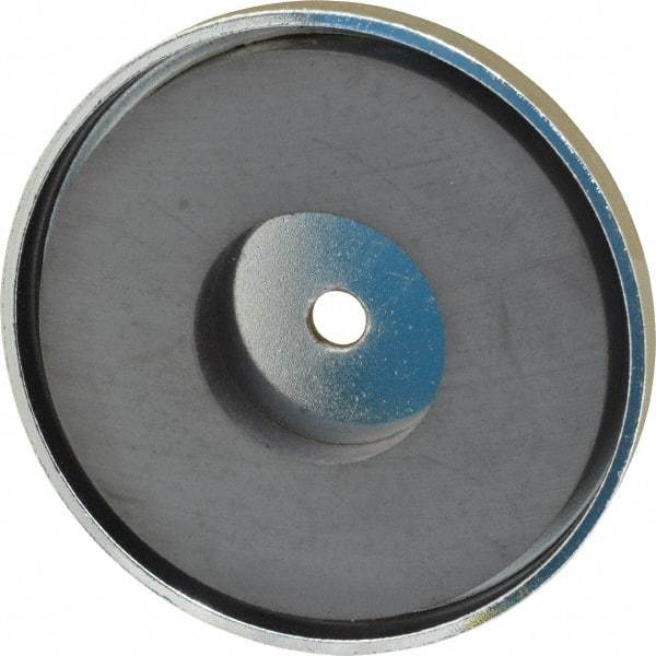 Mag-Mate - 140 Lb Max Pull Force, 7/16" Overall Height, 3.18" Diam, Ceramic Cup Magnet - Through Hole Style, Chrome Plated - Industrial Tool & Supply