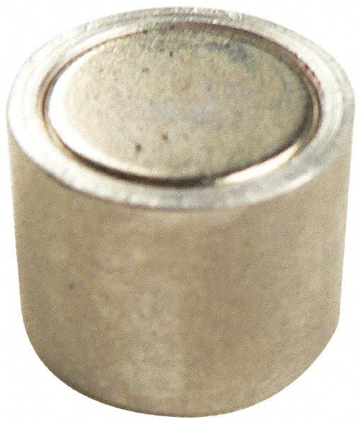 Mag-Mate - 6-32 Thread, 1/4" Diam, 1/2" High, 0.13 Lb Average Pull Force, Neodymium Rare Earth Pot Magnet - 1/4" Tapped Hole Depth, Nickel Plated, Aluminum Insulated - Industrial Tool & Supply