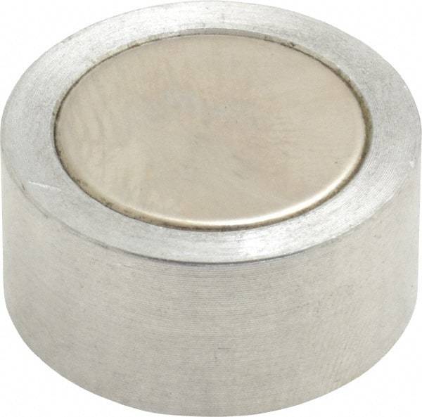 Mag-Mate - 1/4-20 Thread, 1" Diam, 1/2" High, 3.75 Lb Average Pull Force, Neodymium Rare Earth Pot Magnet - 1/4" Tapped Hole Depth, Nickel Plated, Aluminum Insulated - Industrial Tool & Supply