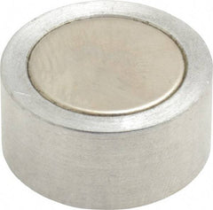 Mag-Mate - 1/4-20 Thread, 1" Diam, 1/2" High, 3.75 Lb Average Pull Force, Neodymium Rare Earth Pot Magnet - 1/4" Tapped Hole Depth, Nickel Plated, Aluminum Insulated - Industrial Tool & Supply