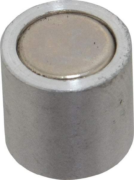 Mag-Mate - 10-24 Thread, 1/2" Diam, 1/2" High, 1.33 Lb Average Pull Force, Neodymium Rare Earth Pot Magnet - 1/4" Tapped Hole Depth, Nickel Plated, Aluminum Insulated - Industrial Tool & Supply