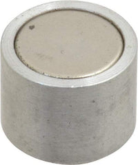 Mag-Mate - 10-24 Thread, 5/8" Diam, 1/2" High, 2.18 Lb Average Pull Force, Neodymium Rare Earth Pot Magnet - 1/4" Tapped Hole Depth, Nickel Plated, Aluminum Insulated - Industrial Tool & Supply