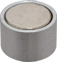 Mag-Mate - 10-24 Thread, 3/4" Diam, 1/2" High, 3 Lb Average Pull Force, Neodymium Rare Earth Pot Magnet - 1/4" Tapped Hole Depth, Nickel Plated, Aluminum Insulated - Industrial Tool & Supply