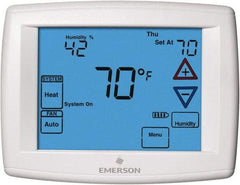 White-Rodgers - 45 to 99°F, 4 Heat, 2 Cool, Universal Touch Screen Programmable Thermostat - 0 to 30 Volts, Horizontal Mount, Electronic Contacts Switch - Industrial Tool & Supply
