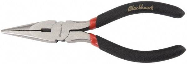 Blackhawk by Proto - 6-3/8" OAL, 2-7/64" Jaw Length x 23/32" Jaw Width, Long Nose Side Cutting Needle Nose Pliers - Round Jaw, Standard Head, Plastic Handles - Industrial Tool & Supply