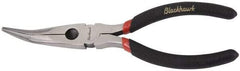 Blackhawk by Proto - 6-1/4" OAL, 2-7/32" Jaw Length x 29/32" Jaw Width, Long Nose Side Cutting Needle Nose Pliers - Round Jaw, Curved Head, Plastic Handles - Industrial Tool & Supply