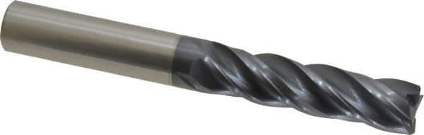 Accupro - 1/2", 4 Flute, Single End, Solid Carbide, Corner Chamfer End Mill - 4" OAL, Right Hand Flute, 2" LOC, Right Hand Cut - Industrial Tool & Supply