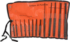 Value Collection - 13 Piece, 1/8 to 3/8", Pin Punch Set - Comes in Vinyl Case - Industrial Tool & Supply