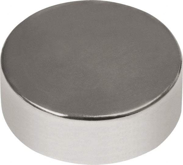 Mag-Mate - 3/4" Diam x 1/4" High Neodymium Rare Earth Magnet - 10.7 Lb Max Capacity, 180°F Max, Nickel Plated - Industrial Tool & Supply