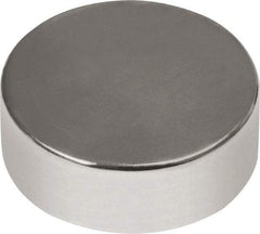 Mag-Mate - 3/4" Diam x 1/4" High Neodymium Rare Earth Magnet - 10.7 Lb Max Capacity, 180°F Max, Nickel Plated - Industrial Tool & Supply
