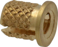 E-Z LOK - #6-32 UNC Brass Flanged Press Fit Threaded Insert for Plastic - 1/4" OAL, 0.199" Insert Diam, 3/16" Hole Diam, 3/16" Drill - Industrial Tool & Supply