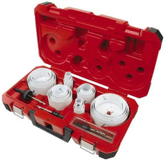 Milwaukee Tool - 28 Piece, 3/4" to 4-3/4" Saw Diam, General Purpose Hole Saw Kit - Bi-Metal, Toothed Edge, Pilot Drill Model No. 49-56-8010, Includes 22 Hole Saws - Industrial Tool & Supply