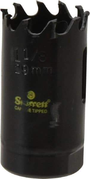 Starrett - 1-1/8" Diam, 1-5/8" Cutting Depth, Hole Saw - Carbide-Tipped Saw, Toothed Edge - Industrial Tool & Supply