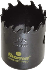 Starrett - 1-1/2" Diam, 1-5/8" Cutting Depth, Hole Saw - Carbide-Tipped Saw, Toothed Edge - Industrial Tool & Supply