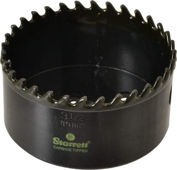 Starrett - 3-1/2" Diam, 1-5/8" Cutting Depth, Hole Saw - Carbide-Tipped Saw, Toothed Edge - Industrial Tool & Supply