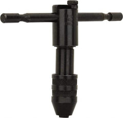 Cle-Line - #0 to 1/4" Tap Capacity, T Handle Tap Wrench - 3-3/4" Overall Length, Ratcheting - Industrial Tool & Supply