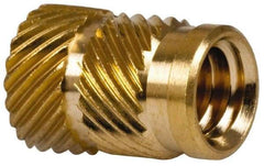 E-Z LOK - 5/16" Drill, 1/4 20 UNC, 0.341" Diam, Brass Headed Heat Installed Threaded Insert - 0.315" Hole, 0.341" OAL x 0.053" High, 3/8" Head Diam - Industrial Tool & Supply