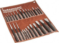 Paramount - 26 Piece Punch & Chisel Set - 1/4 to 1-3/16" Chisel, 3/8 to 1/4" Punch, Hexagon Shank - Industrial Tool & Supply