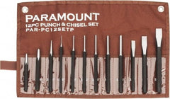 Paramount - 12 Piece Punch & Chisel Set - 3/8 to 5/8" Chisel, 1/16 to 3/8" Punch, Hexagon Shank - Industrial Tool & Supply