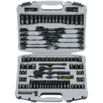 STANLEY® 1/4" & 3/8" Drive 99 Piece Fractional & Metric Black Chrome Laser Etched Socket Set - Industrial Tool & Supply