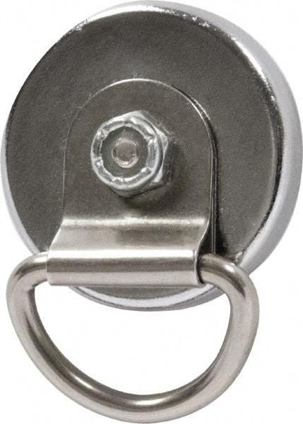 Mag-Mate - 14 Lb Max Pull Force, 3/16" Overall Height, 1-15/64" Diam, Ceramic Cup Magnet - Magnetic Style, Chrome Plated - Industrial Tool & Supply
