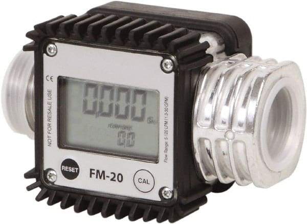 PRO-LUBE - 1" NPT Port Electronic Digital Flowmeter & Totalizer - 300 Max psi, 1.3 to 32 GPM, Aluminum - Industrial Tool & Supply
