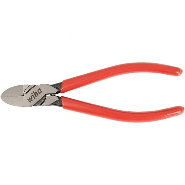 Wiha - 6-3/10" OAL, 18 AWG Capacity, Flush Flush Cutter - Vinyl Handle - Industrial Tool & Supply
