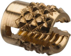 E-Z LOK - #2-56 UNC Brass Flush Press Fit Threaded Insert for Plastic - 5/32" OAL, 0.135" Insert Diam, 1/8" Hole Diam, 1/8" Drill - Industrial Tool & Supply