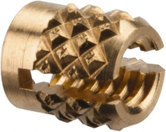 E-Z LOK - #4-40 UNC Brass Flush Press Fit Threaded Insert for Plastic - 3/16" OAL, 0.166" Insert Diam, 5/32" Hole Diam, 5/32" Drill - Industrial Tool & Supply