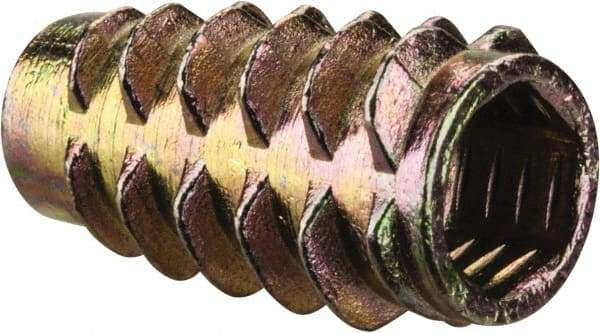 E-Z LOK - 1/4-20, Zinc Alloy Flush Hex Drive Insert - 23/64" Drill, 0.3543" Hole Diam, 0.7874" Long, M6 Hex - Industrial Tool & Supply