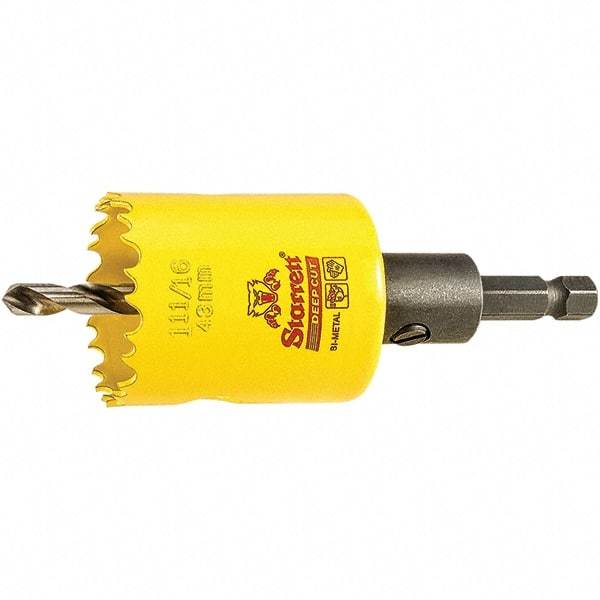 Starrett - 1-11/16" Diam, 2" Cutting Depth, Hole Saw - High Speed Steel Saw, Toothed Edge - Industrial Tool & Supply