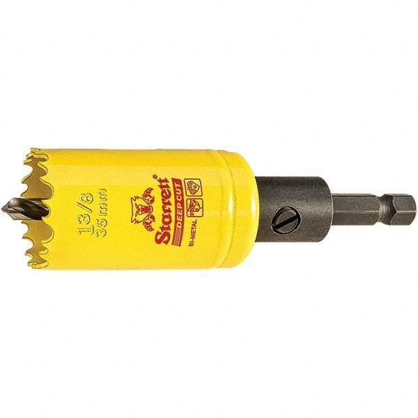 Starrett - 1-3/8" Diam, 2" Cutting Depth, Hole Saw - High Speed Steel Saw, Toothed Edge - Industrial Tool & Supply