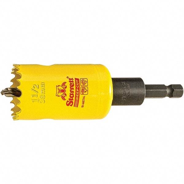 Starrett - 1-1/2" Diam, 2" Cutting Depth, Hole Saw - High Speed Steel Saw, Toothed Edge - Industrial Tool & Supply