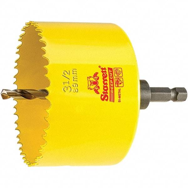 Starrett - 3-1/2" Diam, 2" Cutting Depth, Hole Saw - High Speed Steel Saw, Toothed Edge - Industrial Tool & Supply