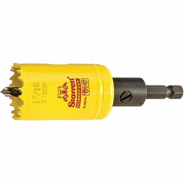 Starrett - 1-7/16" Diam, 2" Cutting Depth, Hole Saw - High Speed Steel Saw, Toothed Edge - Industrial Tool & Supply