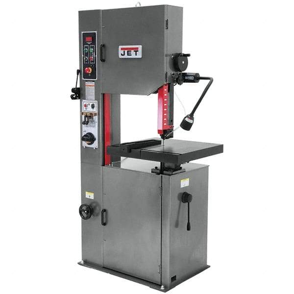 Jet - 15-1/2 Inch Throat Capacity, Variable Speed Pulley Vertical Bandsaw - 82 to 330 (Low), 985 to 3950 (High) SFPM, 2 HP, Three Phase - Industrial Tool & Supply