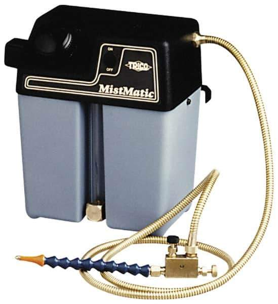 Trico - 2 Outlet, 1 Gallon Tank Capacity, High Density Polyethylene Tank Mist Coolant System - 8-1/2" Tank/Unit Length x 6" Tank/Unit Width x 10-1/2" Tank/Unit Height, 50 to 100 psi, 5' Coolant Line Length, 3" Hose Length - Industrial Tool & Supply