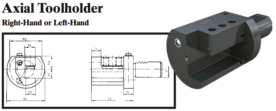 VDI Axial Toolholder (Right-Hand) - Part #: CNC86 35.6032R - Industrial Tool & Supply
