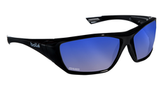 HUSTLER, BLU Polar Lens, Shiny BLK Fr Polarized Blue Flash AF Shiny Black - Industrial Tool & Supply