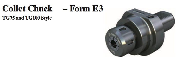 VDI Collet Chuck - Form E3 (TG75 Style) - Part #: CNC86 53.6075TG - Industrial Tool & Supply