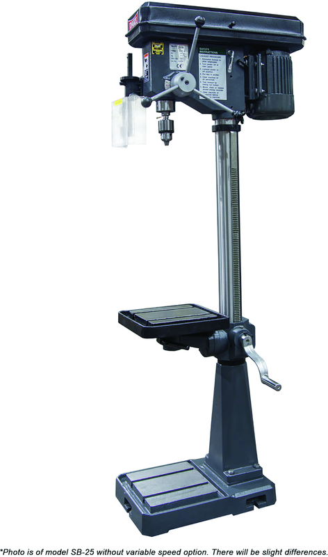 18" Floor Model Variable Speed Drill Press- SB-25V- 1" Drill Capacity, 1HP, 110V 1PH ONLY Motor - Industrial Tool & Supply