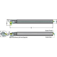 .375 Shank Coolant Thru Boring Bar- 27.5° Lead Angle for DC_T 21.51 Style Inserts - Industrial Tool & Supply